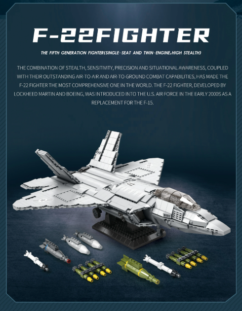 F-22 Fighter Jet - 1729 pcs